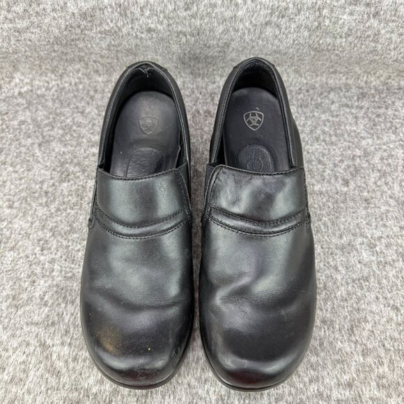 ✅ Womens 11B Ariat Sutter Black Leather Slip-On Clogs Heeled Comfort Work/Chore - Picture 7 of 12